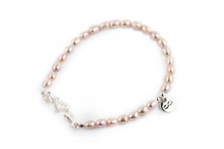 Nádherný strieborný perlový náramok peace&love ružový Dĺžka: 17,50cm
