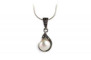 Nádherný strieborný perlový prívesok