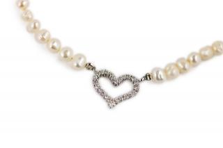 Romantický strieborný perlový náhrdelník Dĺžka: 40-42,5cm