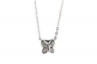 Rozkošný strieborný náhrdelník motýlik Dĺžka: 37,5-42,5
