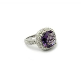 Strieborný prsten Farba: fialový, Veľkosť: 52