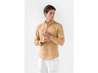 Pánska ľanová košeľa CORONADO v pieskovo béžovej farbe Veľkosť: L
