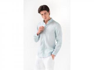 Pánska ľanová košeľa CORONADO v prachovo modrej farbe Veľkosť: L