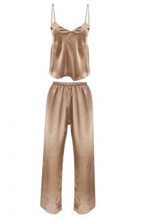 Saténové pyžamo IGA, Svetlo hnedá Veľkosť: XL
