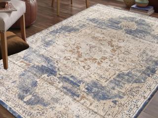 Béžovo-modrý škandinávsky koberec Emie 200x290cm