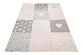 Bielo-ružový vzorovaný detský koberec Ruth Rozmer: 140x190 cm