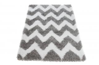 Bielo-sivý plyšový koberec so vzorom Sabrina Rozmer: 240x330 cm