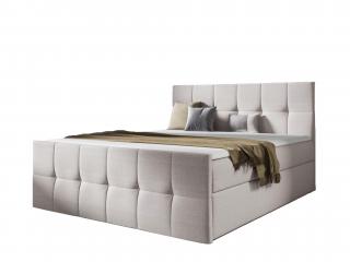 Čalúnená boxspring posteľ Charlotte s úložným priestorom - krémová Rozmer: 140x200