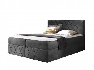 Čalúnená boxspring posteľ Paros Lux s vrchným matracom - tmavosivá Kronos Rozmer: 140x200