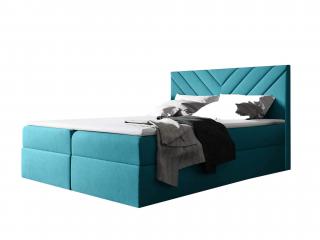 Čalúnená boxspring posteľ Top 6 s úložným priestorom - tyrkysová Rozmer: 140x200