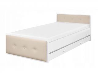 Čalúnená detská posteľ s úložným priestorom 90x200 Betty - biela / béžová
