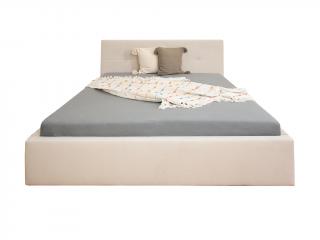 Čalúnená manželská posteľ s úložným priestorom Ingrit - krémová Rozmer: 140x200