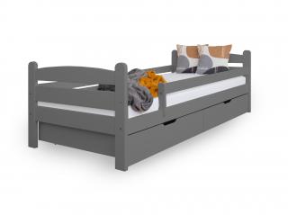Detská drevená posteľ so zábranou 90x200 Maurícius - antracit