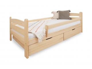 Detská drevená posteľ so zábranou 90x200 Maurícius - borovica