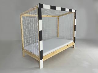Detská posteľ futbalová brána 90x200 -biela/čierna