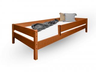 Detská posteľ s ochrannou bariérkou Mix - teak Rozmer: 140x70