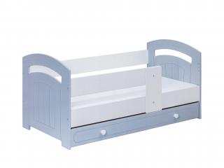 Detská posteľ so zábranou a šuflíkom Gucio 70x140 - sivá