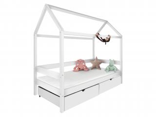 Domčeková posteľ Pery s úložným priestorom 90x200 - biela