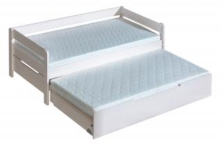 Drevená detská posteľ s prístelkou Borys 90x200 cm Farba: Biela, Motív: Auto
