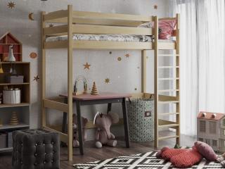 Drevená vyvýšená detská posteľ Tally 90x200 - borovica