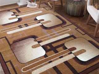 Hnedý vzorovaný retro koberec Alf Rozmer: 80x150 cm