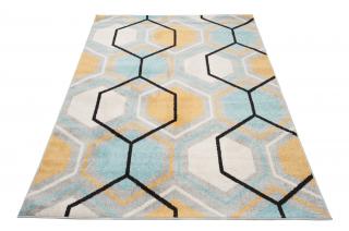 Modrosivý geometrický koberec Adelia Rozmer: 160x220 cm