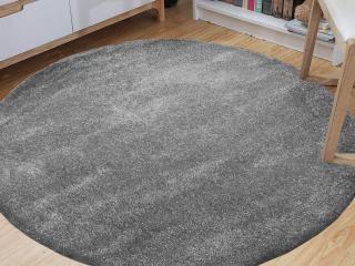 Sivý okrúhly shaggy koberec Dallas 133cm