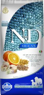Farmina N&D dog OCEAN (AG) adult medium & maxi, codfish, spelt, oats & orange 12 kg