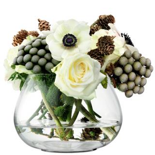 Flower sklenená váza pre aranžmán na stôl číra, v.11.5cm, LSA, Handmade