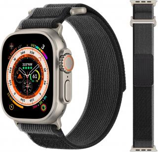 Apple Watch 49mm / 45mm / 44mm / 42mm remienok nylonový čierno šedý M/L