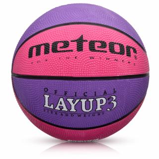 Basketbalová lopta METEOR LAYUP veľ.3, ružovo-fialová