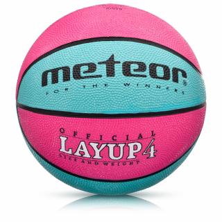Basketbalová lopta METEOR LAYUP veľ.3, ružovo-modrá