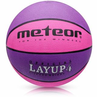 Basketbalová lopta METEOR LAYUP veľ.4 ružovo-fialová