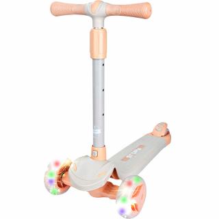 Detská trojkolesová kolobežka Story Mini Friends s LED kolieskami scooter, biela