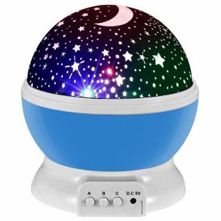 Nočná LED lampička s projekciou hviezd, otočná Vyber barvu :: Modrá