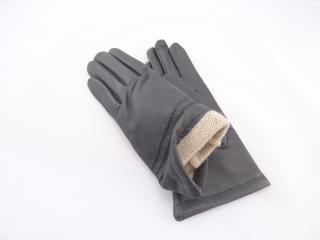 Dámske kožené rukavice čierne/tm. hnedé Veľkosť: 16 - 6