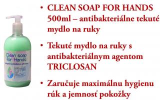 Antibakteriálne tekuté mydlo 500ml CLEAN SOAP FOR HANDS