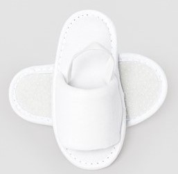 Detské papuče s gumičkou, biele, velúrové, 16cm