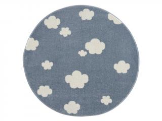 Detský koberec - Sky Cloud obláčiky okrúhly Farba: modrá-biela