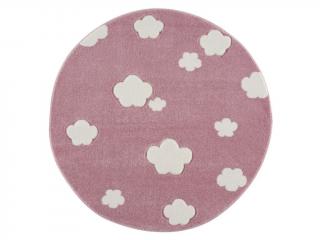 Detský koberec - Sky Cloud obláčiky okrúhly Farba: ružová-biela