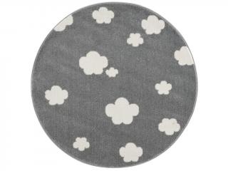 Detský koberec - Sky Cloud obláčiky okrúhly Farba: striebornosivá-biela