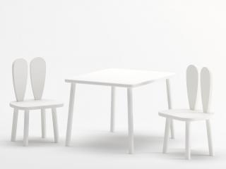 Detský stolček a stoličky Zajačie ušká - biela
