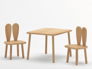 Detský stolček a stoličky Zajačie ušká - natur