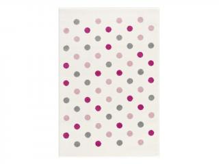 Elisdesign koberec do izby s bodkami Farba: krémovo / ružová-striebornosivá, Rozmery: 120 x 180 cm