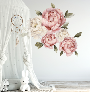 Nálepka na stenu - kvety Pivonky staroružové laminát: matný, Velikost: XL