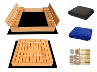 Pieskovisko drevené s krytom/lavičkami predvŕtané impregnované premium Variant: impregnované