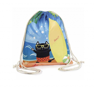 Batoh s kreslenými mačkami surfista