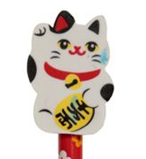 Ceruzka s gumou s mačkou - Maneki Neko bielá