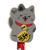 Ceruzka s gumou s mačkou - Maneki Neko čierná