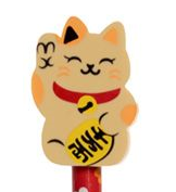 Ceruzka s gumou s mačkou - Maneki Neko žltá